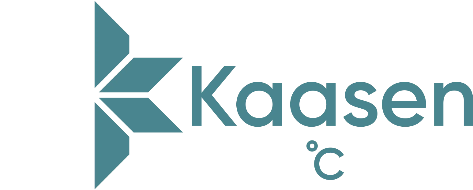 kaasen logo white and blue